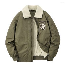 Herren Jacken Jacke Winter Plus Dicker Samt Pelzkragen Baumwolle Lamm Fleece Mantel Bomber Herren Militär Oberbekleidung Taktische Parkas M-6XL