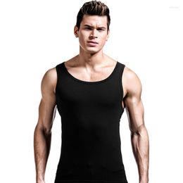 Men's Tank Tops 2023 Summer Men Clothing Loose Casual Gym Round Neck T Shirt All-match Printed Polyester Singlet