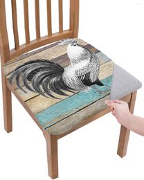 Chair Covers Farm Animal Rooster Wood Grain Seat Cushion Stretch Dining Cover Slipcovers For Home El Banquet Living Room