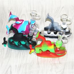 silicone dab rigs bong hookahs water pipe with glass bowls quartz banger nails reclaim adapter