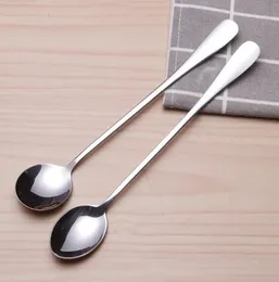 500pcs Stainless Steel Long Handle Spoon Coffee Latte Ice Cream Soda Sundae Cocktail Scoop Free Shipping Wholesale