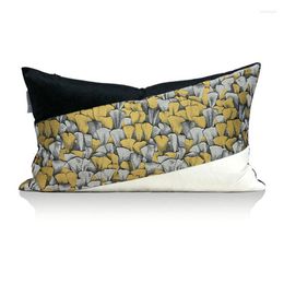 Pillow LAN JINGZE Floral Printed Cover Home Decor Waist Pillows For Sofa Living Room Black White Patchwork Cove 30x50cm