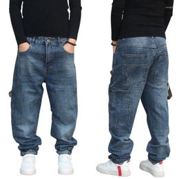 Men's Jeans Men Loose Carrot Pants Denim Harem Hanging Drop Ripped Hip-Hop