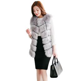 Women's Leather & Faux Fur Coat Winter Warm Vest Fashion Women Long Jacket Plus Size S-3XL