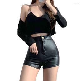 Women's Shorts Fashion Leather Women's High Waist Bag Hip PU Base Elastic Tight Sexy Pants Super Short