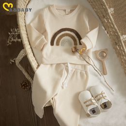 Pajamas Ma Baby 024M Boy Girl Clothes Set born Infant Autumn Spring Outfits Rainbow Tops Pants Casual Clothing 230217