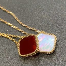 Clover luxury womens gold plated love necklace designers multicolor Mother of pearl pendant necklaces four leaf chain teen girls jewelry for men F23