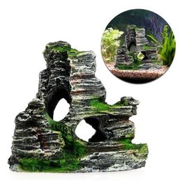 Resin Home Aquarium Rock Cave Fish Tank Decorations Ornament Mountain Hiding Cave Aquarium Accessories