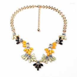 Choker Dress Match Arrival Resin Zinc Alloy Wide Gold Color Chain Bright Colorful Gem Collar Necklace