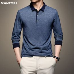 Men's Polos Mens Shirt Polo T-shirt Men Korean Fashion Clothing Male Long Sleeve Casual Fit Slim Man Polo Shirt Button Collar Tops 230217