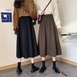 Skirts High Waist A-line Umbrella Skirt Young Women Autumn Winter Mid-length Wool Midi Plus Size SXHBSQ682