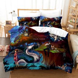 Bedding sets Cute Totoro Printed Bedding Set 2/3pcs Anime Children Bedroom Down Cover case Bedding Home Textile
