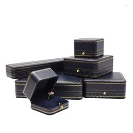 Jewellery Pouches Dark Blue Leatherettre Paper Organiser Boxes And Packaging Wedding Ring Case Bangle/bracelet/pendant Christmas Gift Box.