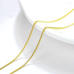 Chains MxGxFam ( 45 Cm X 1 Mm ) Small 18 Inches Chain Necklaces For Men Women 24 K Pure Gold Color Fashion Jewelry Match Pendants