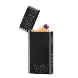 Colorful Windproof USB Cyclic Charging Double ARC Lighter Portable Innovative Design LED Light Switch Herb Cigarette Tobacco Smoking Holder DHL