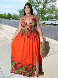 Plus Size Dresses Elegant For Women Summer 5xl Sleeveless Strap Long Maxi Dress Ladies Sexy Wholesale Bulk Drop