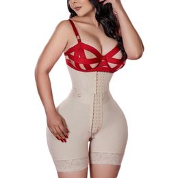 Women's Shapers Waist Trainer Body Shaper Women Shapewear High Thigh Trimmer Sexy Lace Panties With Zipper Double Control Modelling Strap