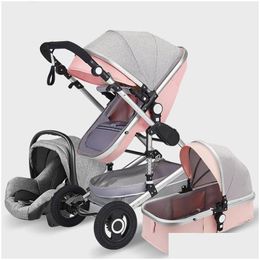 Strollers# Baby Strollers Stroller designer 3 brand in 1 Genuine Portable Carriage Fold Pram Aluminium Frame Delivery Kids Maternity Dhr1l Q2404291