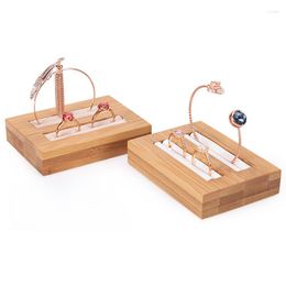 Jewellery Pouches Small Bamboo Wood Ring Bangle Tray Display Jewellery Holder Leather