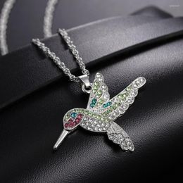 Pendant Necklaces Trendy Animal Hummingbird Necklace Women&#39;s Bohemian Crystal Inlaid Accessories Party Jewellery