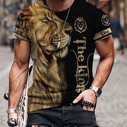 Men's T-Shirts Lion Tiger 3D Printed T-Shirt Fashion O Neck Short Sleeve Street Wear Hip Hop Trend Quick Dry Plus Size Menswear 230217