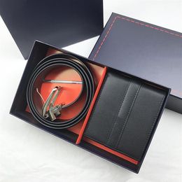 Code 1285 Fashion Genuine Leather Men Wallet Belt set Man Purse With Coin Pocket Card Holders High Quality2676