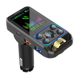 Bluetooth Cell Phone FM Transmitters BT Car Charger PD3.0 QC3.0 FM Transmitter With Colourful Large Screen BC83 Car Kit