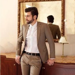 Men's Suits 2023 Latest Design Brown Suit Men Wedding For Groom Custom Slim Fit Smart Business Street Prom Blazer 2 Pieces