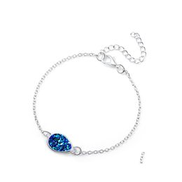 Charm Bracelets Fashion Druzy Drusy Bracelet Sier Plated Oval Irregar 6Color Imitate Natural Stone Bangle For Women Jewellery Drop Deli Dhluk