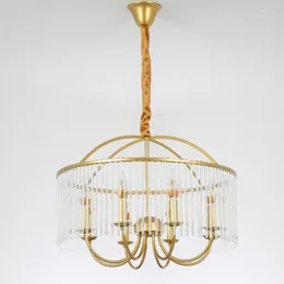 Pendant Lamps American Vintage Wrought Iron Lamp E14 LED Gold Lights For Living Room Bed Dining Study Office El