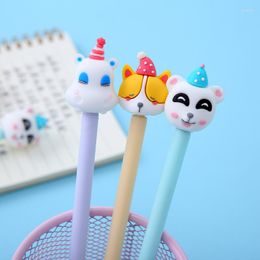 1pcs Cartoon Gel Pen Stationery Cute Novelty Animal Silicone 0.5mm Black Blue Ink Neutral Kawaii Writing Supplies