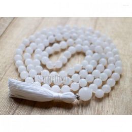 Pendant Necklaces MN36774 Pure Jade Knotted 108 Mala Necklace Healing Crystal Love Nurturing Harmony Inner Balance Exhaustion Kundalini
