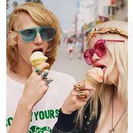 Sunglasses Large Frame Transparent Plastic Glasses Yellow Lens Retro Male Clear Candy Colour Lady