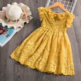 Girls Dresses Christmas Girl Lace Princess Party For Wedding Vestidos Red Kids Clothes Children Year 230217