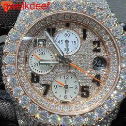 Wristwatches Luxury Custom Bling Iced Out Watches White Gold Plated Moiss anite Diamond Watchess 5A high quality replication Mechanical UUJ1644