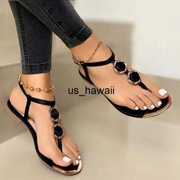 Slippers Slippers New Summer Sandals Women Fashion Casual Beach Outdoor Flip Flop Metal Decoration Ladies Flat Shoes Big Size 35-43 0217V23