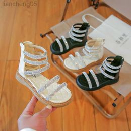 Sandals Girls Roman Sandals little children 2022 summer new baby fashion Rhinestone princess shoes Han Fan open toe beach shoes W0217