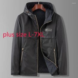 Men's Jackets Arrival Fashion Spring And Autumn Young Men Hooded Printed Jacket Double Sided Coat Casual Plus Size LXL2XL3XL4XL5XL6XL7XL