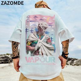 Men's T-Shirts ZAZOMDE Summer Fashion Print T Shirts Men Short Sleeve Tee High Street Harajuku Cotton Tees Hip Hop Streetwear Casual Clothing 230217