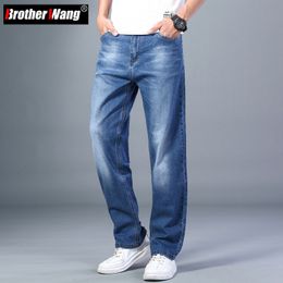 Men's Jeans 6 Colours Spring Summer Thin Straight-leg Loose Classic Style Advanced Stretch Baggy Pants Male Plus Size 40 42 44 230216