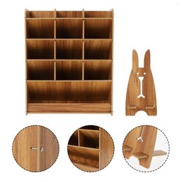 Dinnerware Sets Holder Desk Organiser Wooden Wood Mail Makeup Capacity Large Brush Supplies Office Compartment Shelf Display Stand