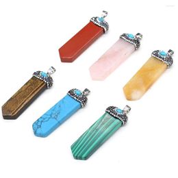 Pendant Necklaces Trendy Sword Natural Stone Crystal Quartz Turquoises Necklace Pendants For DIY Charm Jewelry Making Accessories