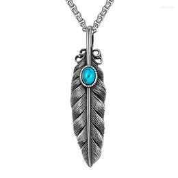 Pendant Necklaces 2023 Trend Accessories Vintage Feather Necklace Turquoise Leaf Hip Hop For Women Link Chain