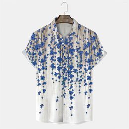 Men's Casual Shirts 2023 Hawaiian Men's Short Sleeve Floral Print Button Tops Ethnic Shirt for Men Beach Oversized Vintage Top