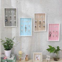 Hooks & Rails Wall Mounted Key Holder Wooden Organiser Hanger With 6 Hook Decorative Minimalist WFHooks