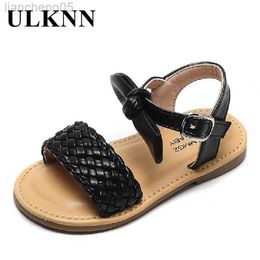 Sandals ULKNN Girl's Sandals 1-6Y Children Girls Shoes Kids Princess Shoes Summer Sandals Kids Flat Single New Sandals Size 21-30 W0217