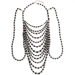 Chains Women Fashion Sweater Gift Adjustable Size Wedding Jewelry Dress Multi Layer Anniversary Pearl Body Chain Shoulder Necklace