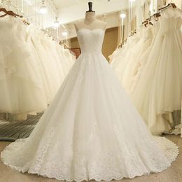 2023 Beaded Embroidery Ball Gowns Wedding Dresses Princess Gown Corset Sweetheart Organza Ruffles Cathedral Train Bridal Dress lace Plus Size Custom Made