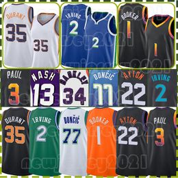 Devin Booker DeAndre Ayton Basketball Jerseys Luka Doncic Kevin Durant Chris Paul Shirt 77 2 Kyrie Irving Charles Barkley White 22 3 Dallas''Mavericks''Black 13 35 1