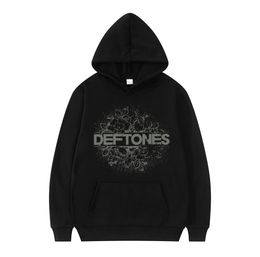 Mens Hoodies Sweatshirts Fashion Punk Metal Rock Band Deftones Hoodie Floral Burst Print Sweatshirt Men Women Vintage Casual Pullover Streetwear Couples 230216